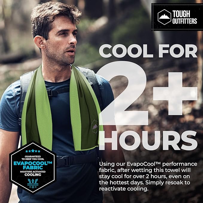 Tough Outdoors Cooling Towels for Neck Face - Neck Cooling Towel for Hot Weather Yoga Sports Golf Sweat - Instant Cold Towel