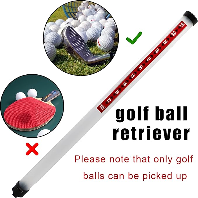 Golf Ball Retriever Professional Picker Golf Ball Shag Tube Plastic Release Retrievers Collector Practice Pick-up Sucker Tool, 35.4 Inch