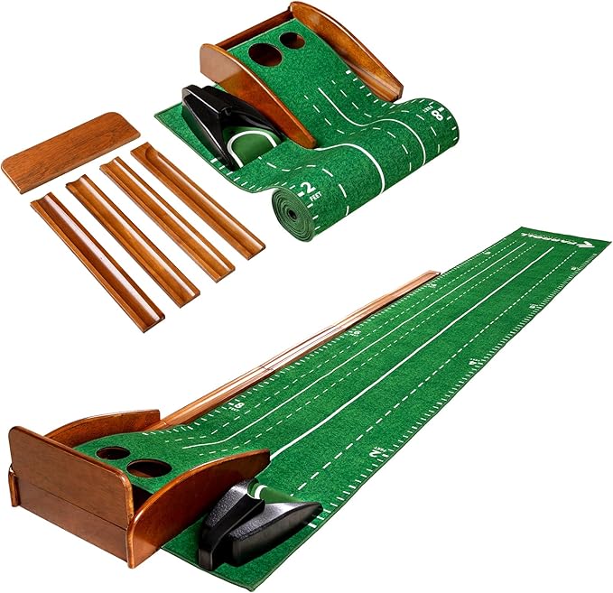 Golf Putting Green Indoor Outdoor Putting Matt with Automatic Ball Return Practice Mat for Home, Office, Backyard - Gifts for Men 118 * 18 in