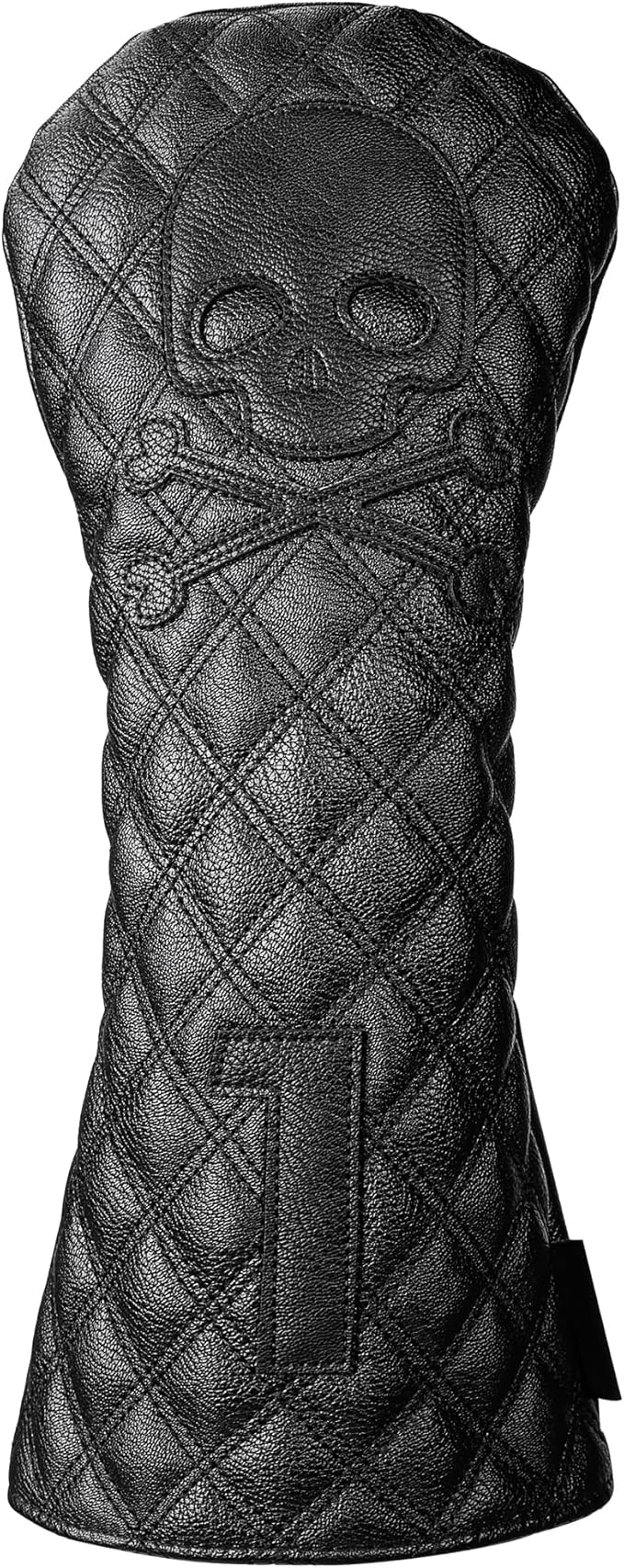 Golf Club Covers – Driver Headcover, Black Skull Leather, Fairway Wood & Hybrid, 3 Wood Headcover, Waterproof Easy-Clean, Universal Fit