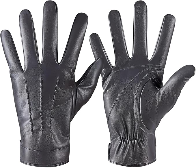 Winter Leather Gloves for Men,Touchscreen Snow Driving Gloves with Cashmere Lining for Motorcycle Driving Riding…