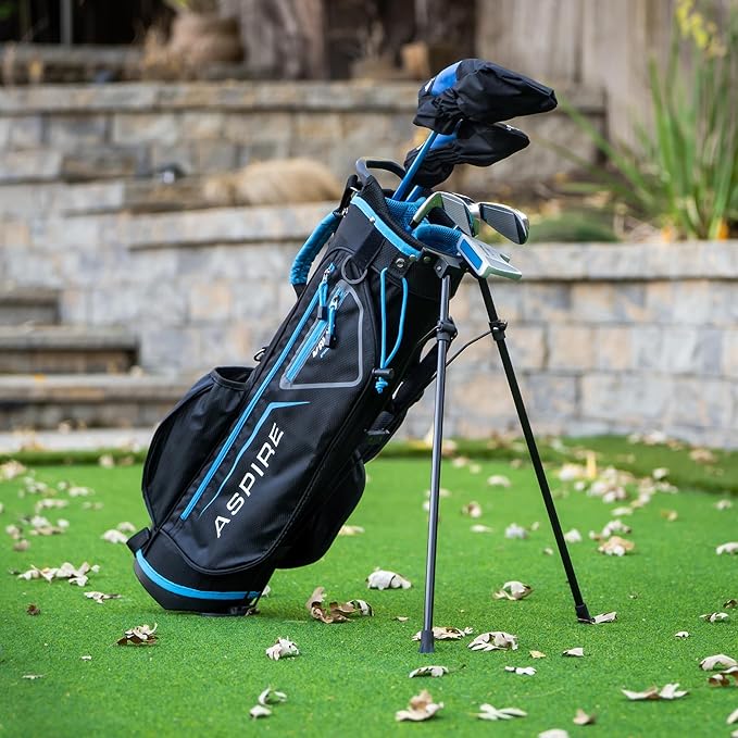 Aspire X-Lite Super Performance Junior Golf Club Set - Right-Handed Kids Golf Set with Driver, Hybrid, 7 Iron, Putter, Stand Bag & Headcovers