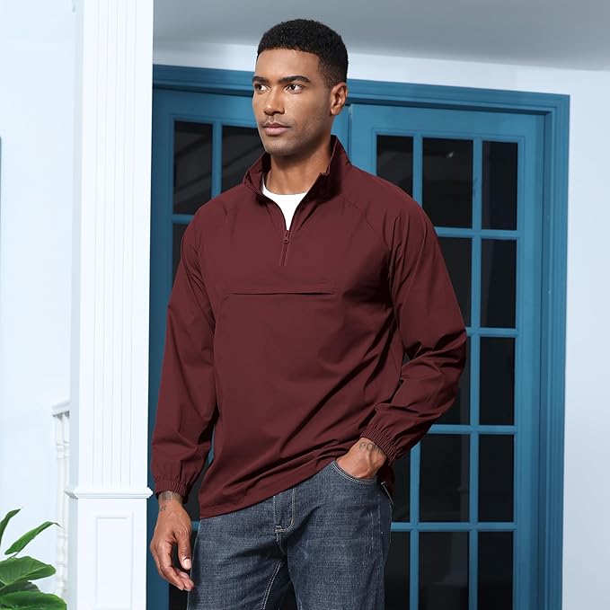 Opomelo Men's Athletic Quarter Zip Pullover Golf Hiking Running Lightweight Jacket Workout Sweatshirt With Pocket