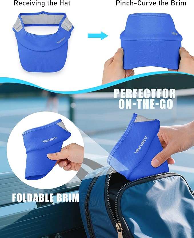 Sports Sun Visor Hats for Women Men Lightweight Breathable Cooling Stretchy Visors Foldable UPF 50+ for Running Tennis Golf