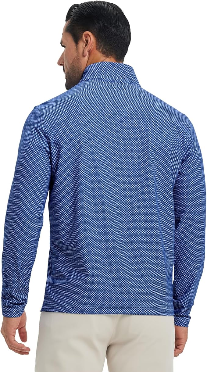 M MAELREG Quarter Zip Golf Pullover Men Dry Fit Long Sleeve Performance Wicking 1/4 Zip Full Print Pullover Mens Sweatshirt