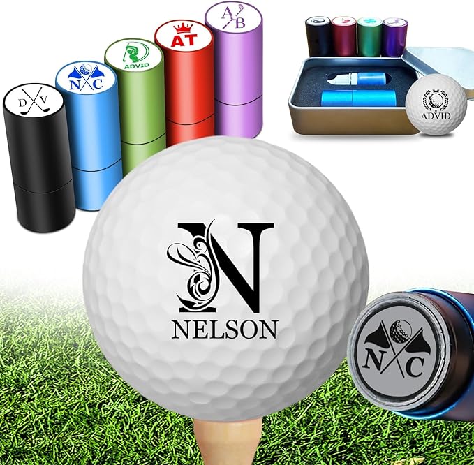 Custom Golf Ball Stamp Personalized Golf Ball Stamper with Name Logo Monogram Customized Golf Ball Marker Stamp Gifts for Men Golfer Husband Boyfriend Dad