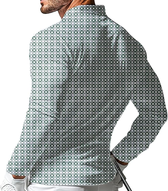 Men's Long Sleeve Golf Shirt Quick Dry 3 Button Work Fishing Outdoor Casual Collar Shirt