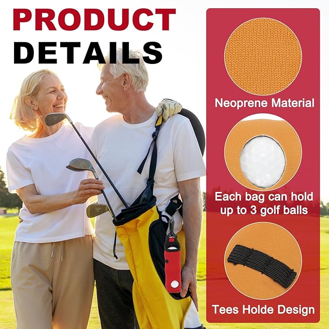 uxcell Golf Ball Carry Bag, Waist-Mounted Storage Bag Neoprene Golf Tee Holder Pouch with Lightweight Hook for Men and Women