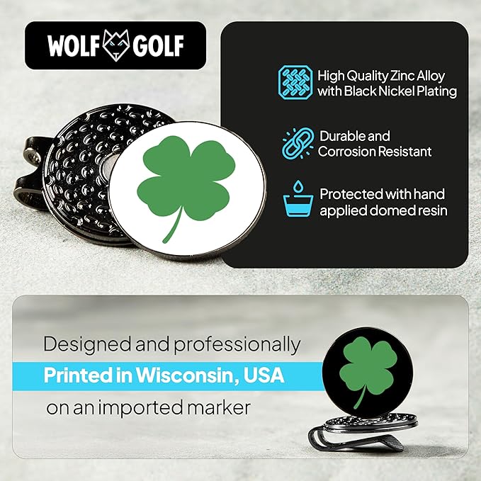 Wolf Golf Towels Golf Ball Marker Hat Clip Set | Multiple Sets to Choose from | 1 Magnetic Clip + 3 Ball Markers | Golf Accessories for Men & Women