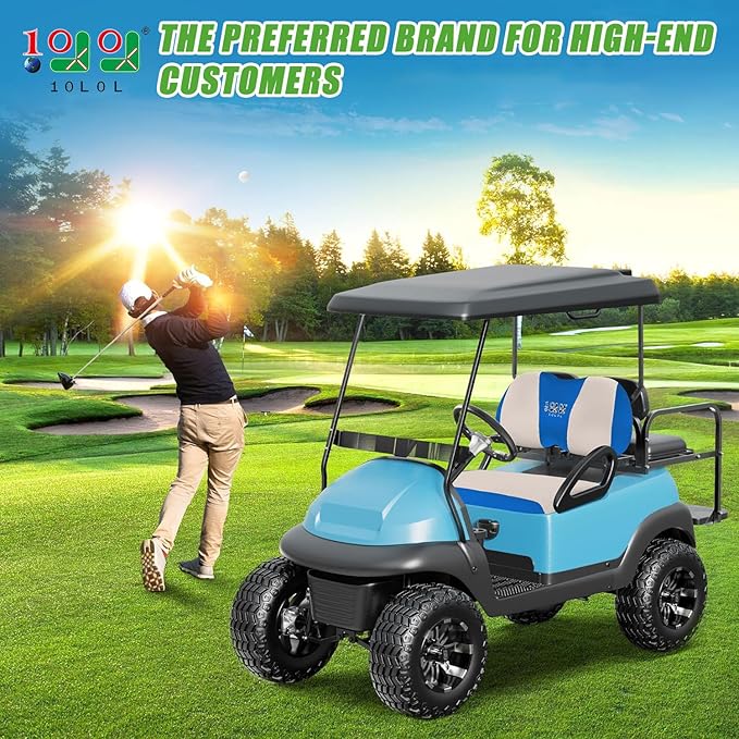 10L0L Golf Cart Seat Covers Universal for Yamaha G29 Drive2 Club Car DS Precedent Tempo Standard Front Seats, Breathable Mesh Bench Seat Cover, No Drilling Seat Cushion - All-Season Comfort