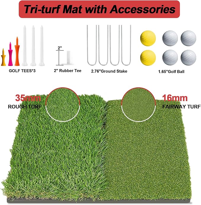 10x7ft Golf Practice Net for Backyard Driving, All-in-1 Outdoor Indoor Hitting Net, Mat, 7 Tees, 6 Balls for Training, Golf Gifts for Men Dad Him Golfer