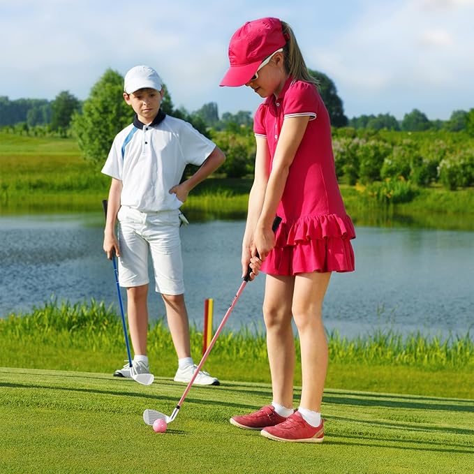 Tangkula Junior #7 Iron for Kids, Individual Gold Club for Boys and Girls with Fiberglass Shaft and Head Cover, Junior Practice Golf Club, Right Hand, 33 Inch, Ages 11-14
