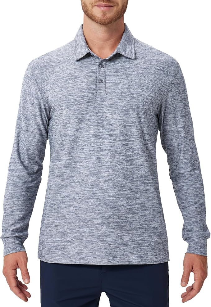 NAVISKIN Men's Polo Shirts Long Sleeve Golf Shirts with Collar UPF 50 SPF Shirt for Men Quick Dry Moisture Wicking