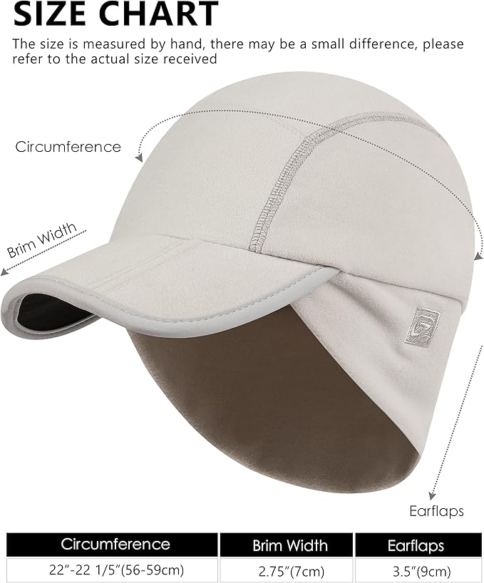 GADIEMKENSD Fleece Ball Cap with Drop Down Ear Warmer, Foldable Brim, Reflective Winter Run Hat Unisex