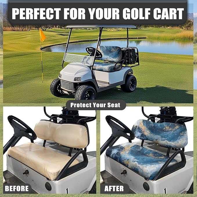 Fashion Print Golf Cart Seat Covers 2 Passenger Golf Cart Backrest Cover Golf Cart Seat Towel Gift for Friends