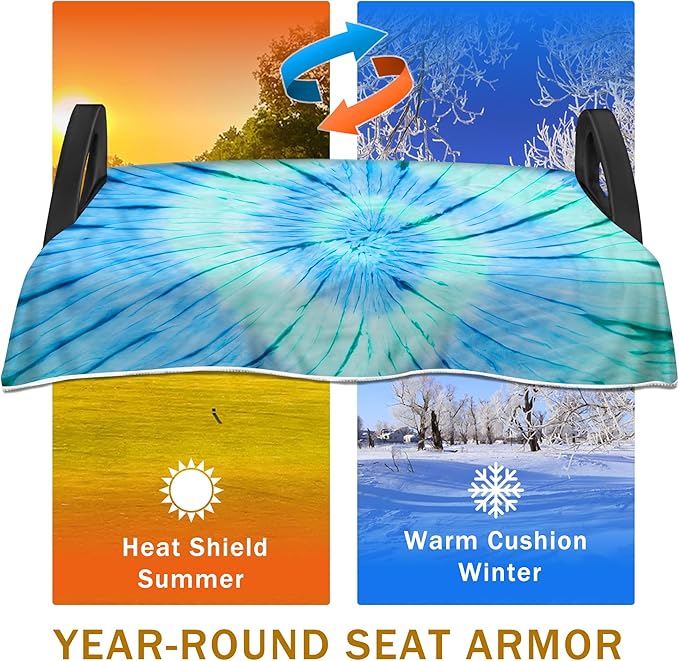YOKYHOM Golf Cart Seat Covers, Tie-dye Light Blue Golf Cart Front Seat Towel/Blanket Fit for EZGO/Yamaha/Club Car and More Golf Carts, 100% Microfiber, Keeps Your Seat Cool and Clean, 51''x 31''
