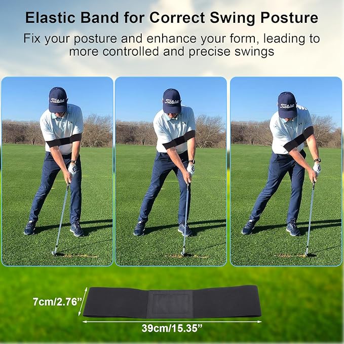 Golf Training Aids, Golf Grip Training Aid Swing Trainer with 1 Arm Posture Correction Band and 1 Telescopic Golf Simulator, Golf Practice Accessories Perfect for Beginners and Pros