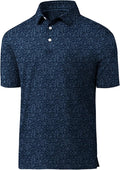 JACKETOWN Mens Polo Shirts Short Sleeve Print Dry Fit Performance Moisture Wicking Casual Collared Golf Shirts