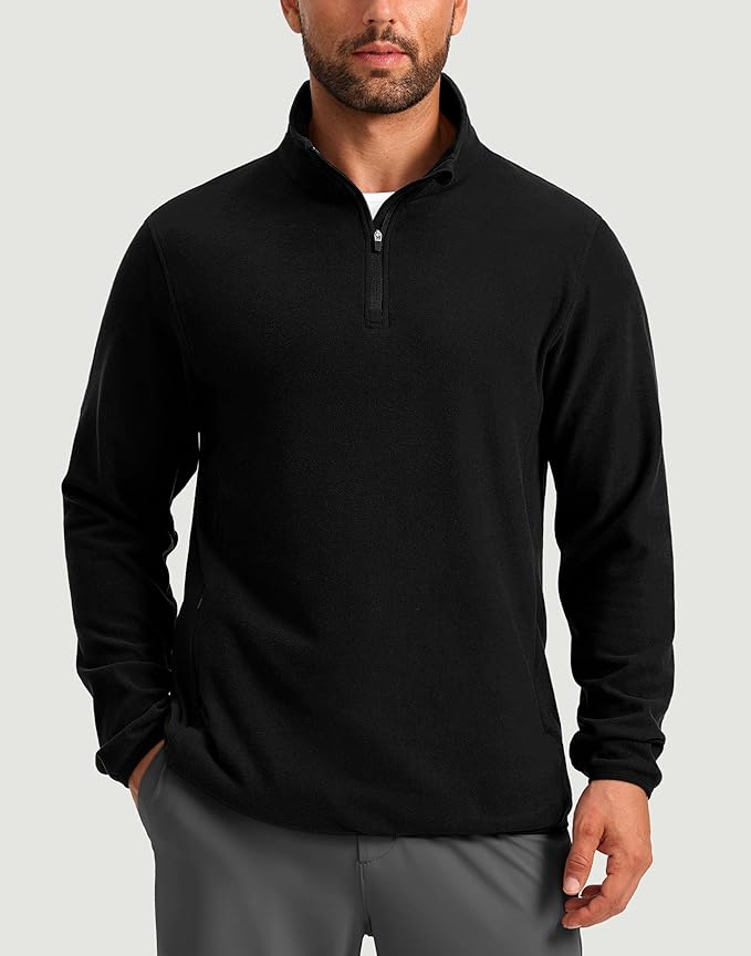 G Gradual Mens Quarter Zip Pullover Fleece with 2 Zipper Pockets Long Sleeve Golf Shirt Winter Athletic Sweater Lightweight