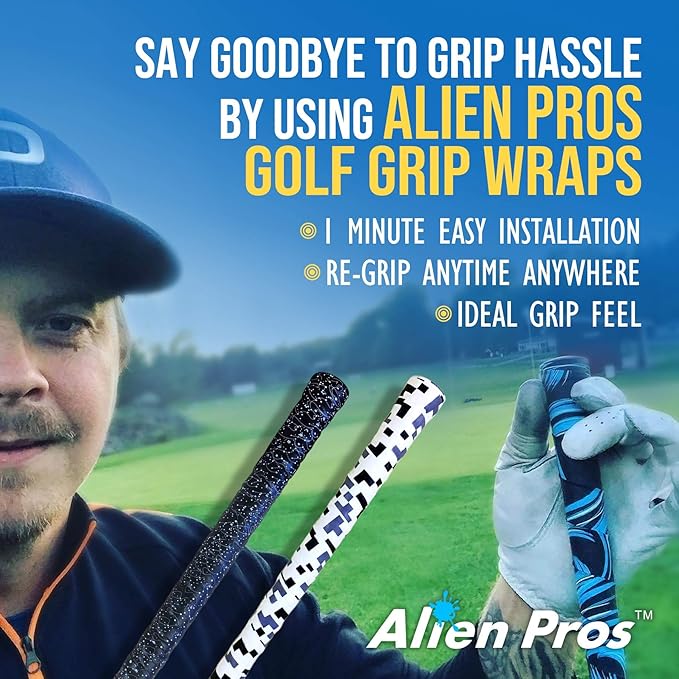 Alien Pros Golf Grip Wrapping Tapes - Innovative Golf Club Grip Solution - Enjoy a Fresh New Grip Feel in Less Than 1 Minute