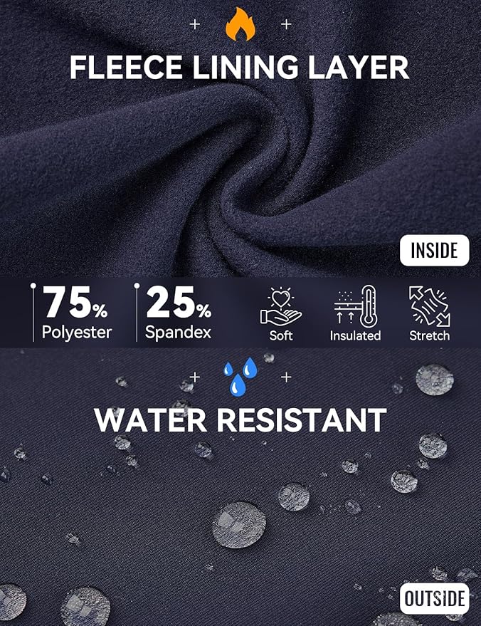 baleaf Women's Fleece Lined Pants Stretch Water Resistant Winter Thermal Travel Pants Cold Weather Gear Pockets Work Golf
