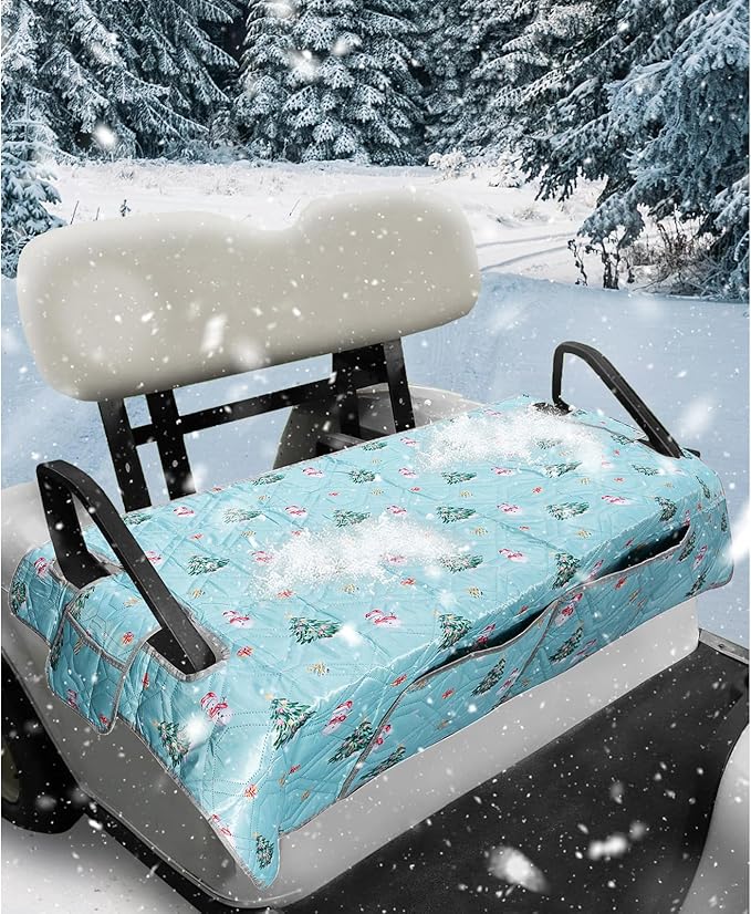 Golf Cart Seat Covers,Nonskid Bottom Golf Cart Seat Towel Blanket with 2 Front Pockets,Short Plush Surface, Soft and Comfortable,Fits for EZGO, Yamaha, Club Car and More 2 Person Seats Golf Carts