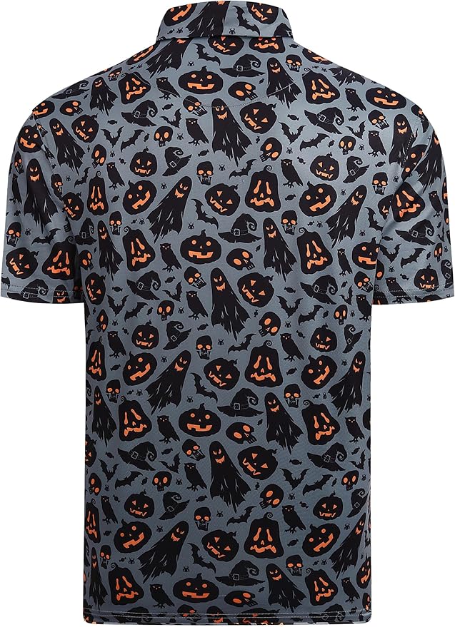 Esabel.C Golf Shirts for Men Dry Fit Performance Short Sleeve Print Moisture Wicking Collared Shirt