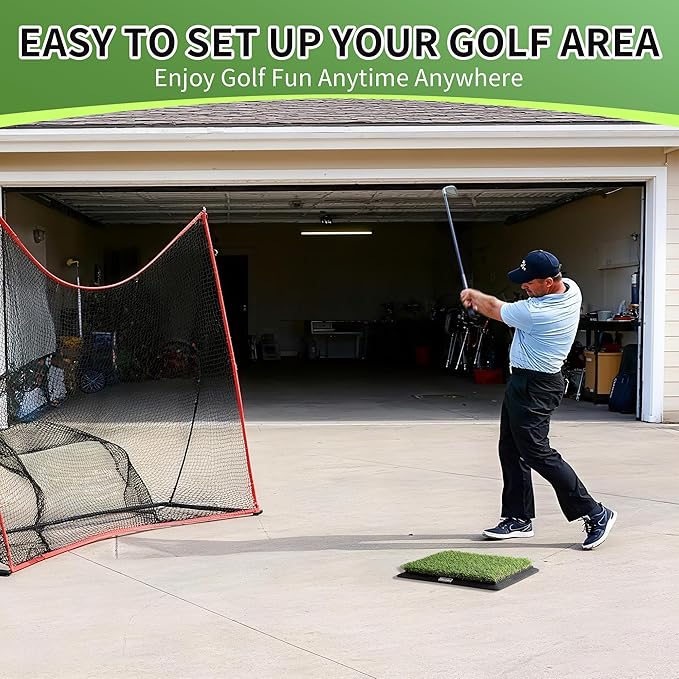 Golf Hitting Mat – Portable Golf Pratice Mat with Longer Swing Path Trajectory, 3-in-1 Includes Fairway, Rough & Putting Pad Training Mats on No-Slip Rubber Base,Simulator Must Haves, Gift for Golfers