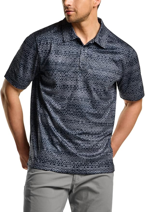 CQR Men's Polo Shirts, Tactical Short Sleeve Golf Performance Shirts, Lightweight Dry Fit UPF 50+ Pique