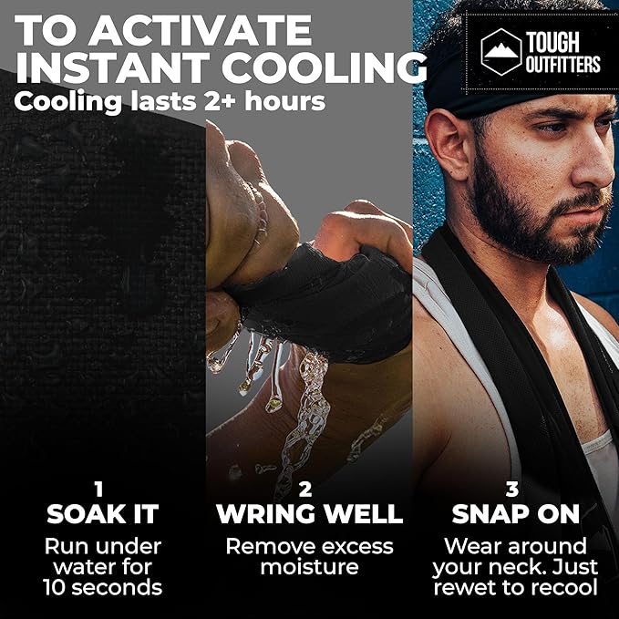 Tough Outdoors Cooling Towels for Neck Face - Neck Cooling Towel for Hot Weather Yoga Sports Golf Sweat - Instant Cold Towel
