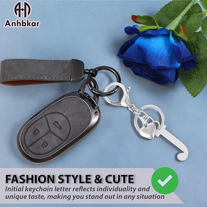Metal Heart Alphabet Keychain for Women, Girls - Cute Initial Letter Accessories for Purse, Bag Charms and Backpack