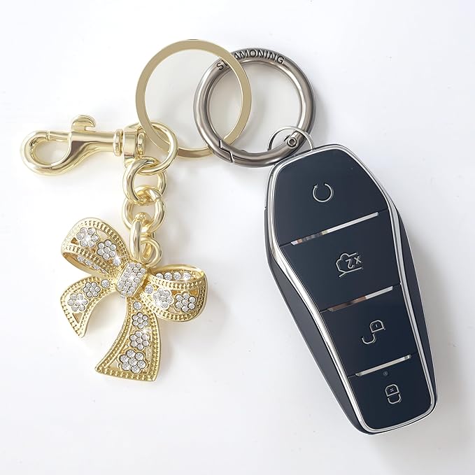 Sparkly Bow Bag Charm Rhinestone Bow Purse Charms Bows Keychain Women Bag Charm for Handbag