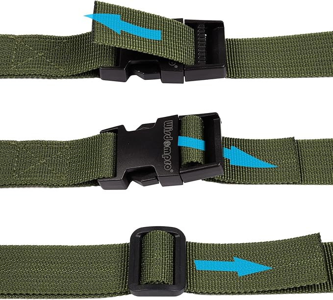 Wisdompro Luggage Strap, 2 Pack Heavy Duty Utility Straps with Quick Release Buckle, Adjustable Nylon Strap for Backpacking, Sleeping Bag Compression, Camping, Hiking - 48 inch, Army Green