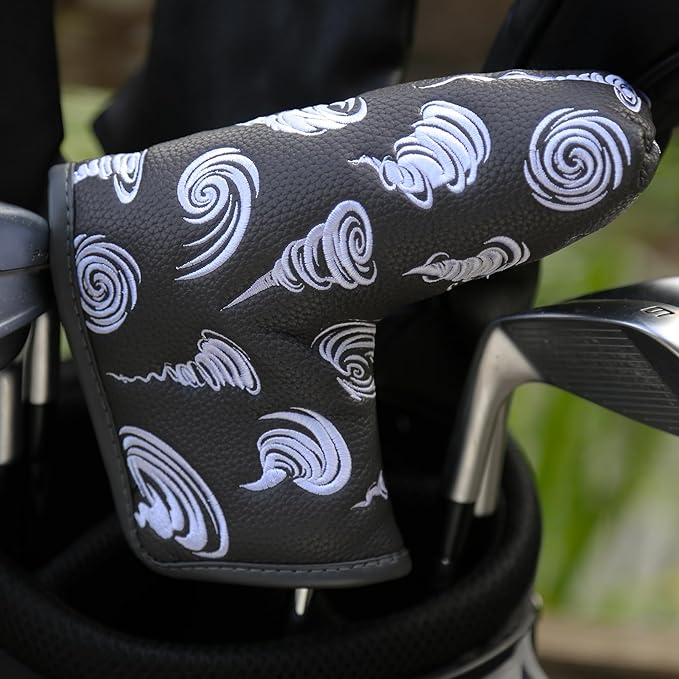 Golf Club Headcover, Premium Leather Embroidery Mallet Putter Cover Blade Head Covers, Stylish Golf Accessories, Great Golf Gifts for Men and Women Golfers
