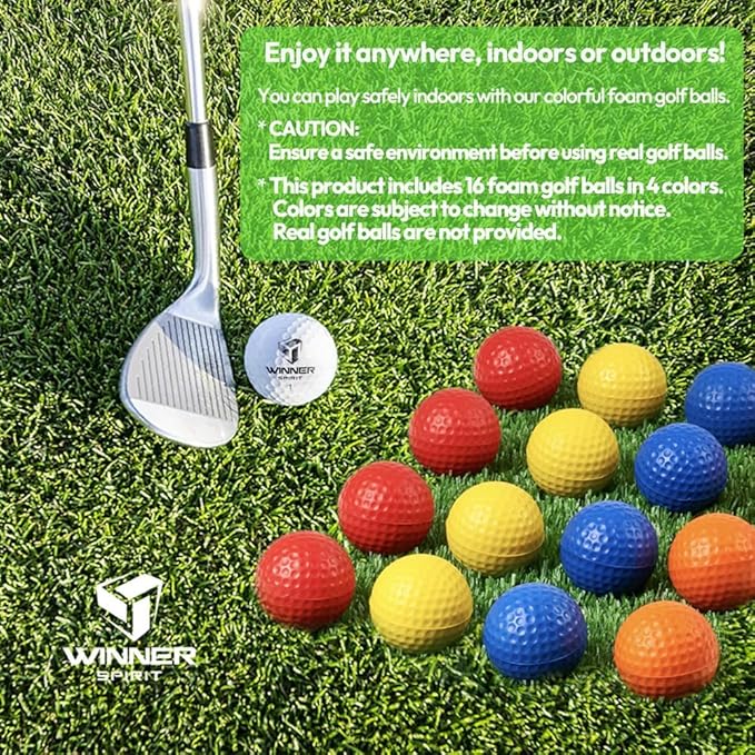 WINNER SPIRIT Play 707 Golf Chipping Game Net with Rough Mat, 16 Foam Golf Balls, Scorecard, Carry Bag | Golf Chipping Trainer Training Indoor Outdoor Outside Park Beach Backyard (Clubs not Included)