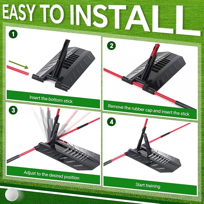 Golf Alignment Sticks and Swing Trainer with Angle Holder for Aiming Putting Aid Arm Band Trainer Enhance Strength, Precision, and Swing Technique Golf Practice Tools for Posture Correct
