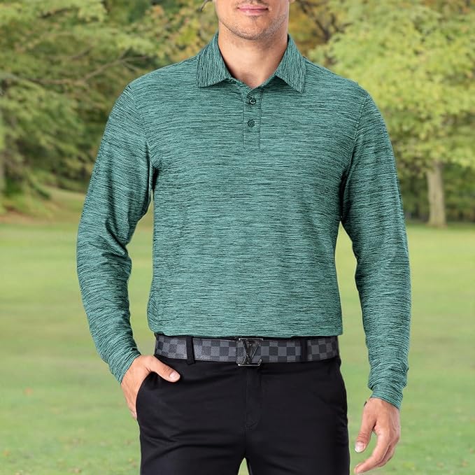 NAVISKIN Men's Polo Shirts Long Sleeve Golf Shirts with Collar UPF 50 SPF Shirt for Men Quick Dry Moisture Wicking