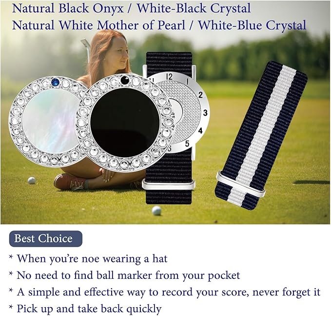 Golf Ball Marker with Golf Stroke Counter Bracelet, Pearl Crystal Ball Marker, Golf Accessories, Golf Gifts, Golf Counters for Women