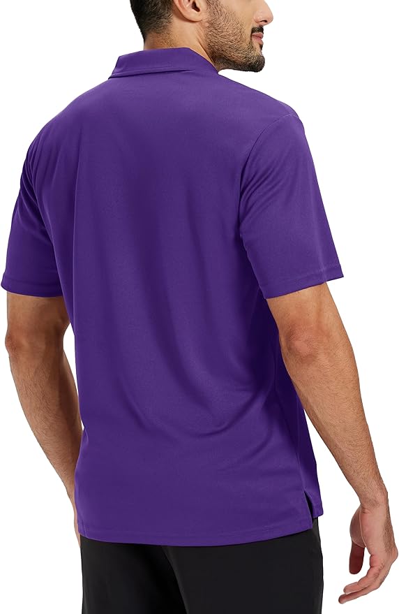 TACVASEN Mens Polo Shirts Short Sleeve Dry Fit Performance Breathable Golf Shirt with Collar Tennis Casual Business Work