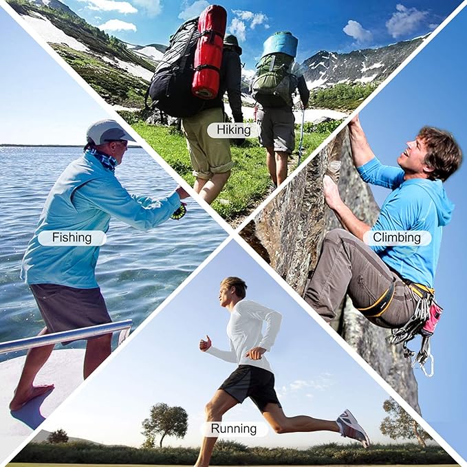 Roadbox UPF 50+ Fishing Shirts for Men, Long Sleeve UV Sun Protection Hoodie, Outdoor Hiking Running Swimming Rash Guard