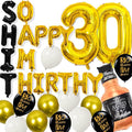 30th Birthday Decorations for Him, Thirty Birthday Decorations in Black and God So Happy IM Thirty Balloons Set for Party