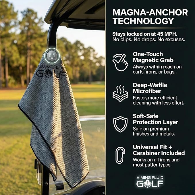 Magnetic Towel Club Glove Gear - 3 Stage Cleaning System- Microfiber Rag with Magnet for Golfcart Bags for Men and Women Blue, 16" x 40" The 40