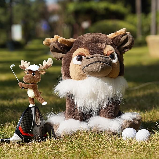 Driver Headcover Funny Golf Headcover Animal Golf Club Head Covers Gorilla Alces Moose Mammoth Design Black Plush Golfing Gifts for Men Women Golfer Fits up to 460CC Driver Head