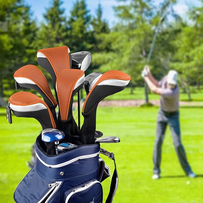 Andux 5pcs/Set Mesh Golf 460cc Driver Fairway Wood Club Head Covers Long Neck with No. Tags