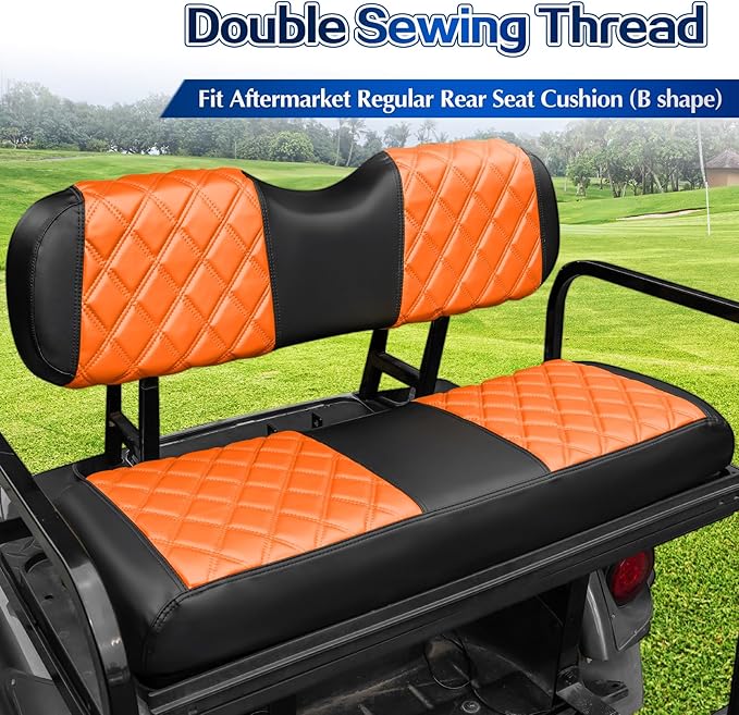 NOKINS 4PCS Golf Cart Diamond Seat Covers Kit,Front and Rear Seat Covers Fits for EZGO/Club Car/Yamaha Original Regular Seat Cushion, No Stapler