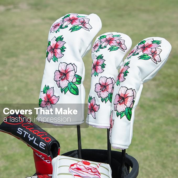 Golf Headcovers Embroidery Driver Cover Fariway Wood Headcover Hybrid Head Covers Leather Golf Club Covers for Most Brand
