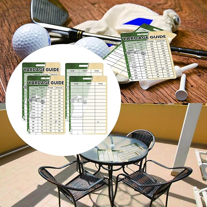 2pcs Golfers Quick Reference Distance Card Golf Club Range Estimation Cheat Sheet Card Golf Club Distance Golf Yardage Guide for Seasoned Golfers, Average, Beginners