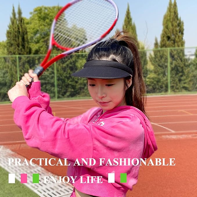 2 Pack Sun Visor Hats Women Men Clip On Wide Brim Visors Hat Outdoor Sports Golf Beach Travel Tennis Caps