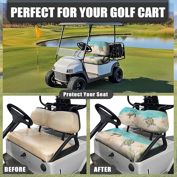 Fashion Print Golf Cart Seat Covers 2 Passenger Golf Cart Backrest Cover Golf Cart Seat Towel Gift for Friends