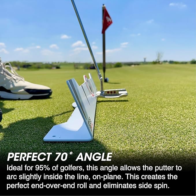 EyeLine Golf Quick Look Mirror and 70 Degree Edge Putting Rail – Compact Golf Training Aid for Putting Stroke with Slight Arc – Use on Indoor Greens or Outdoors